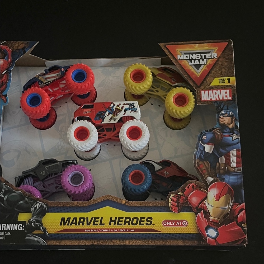 Marvel Monster Jam Heroes Toy Set - Red, Yellow, White, Purple